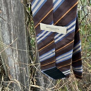 Burberry Brown and Blue Striped Tie